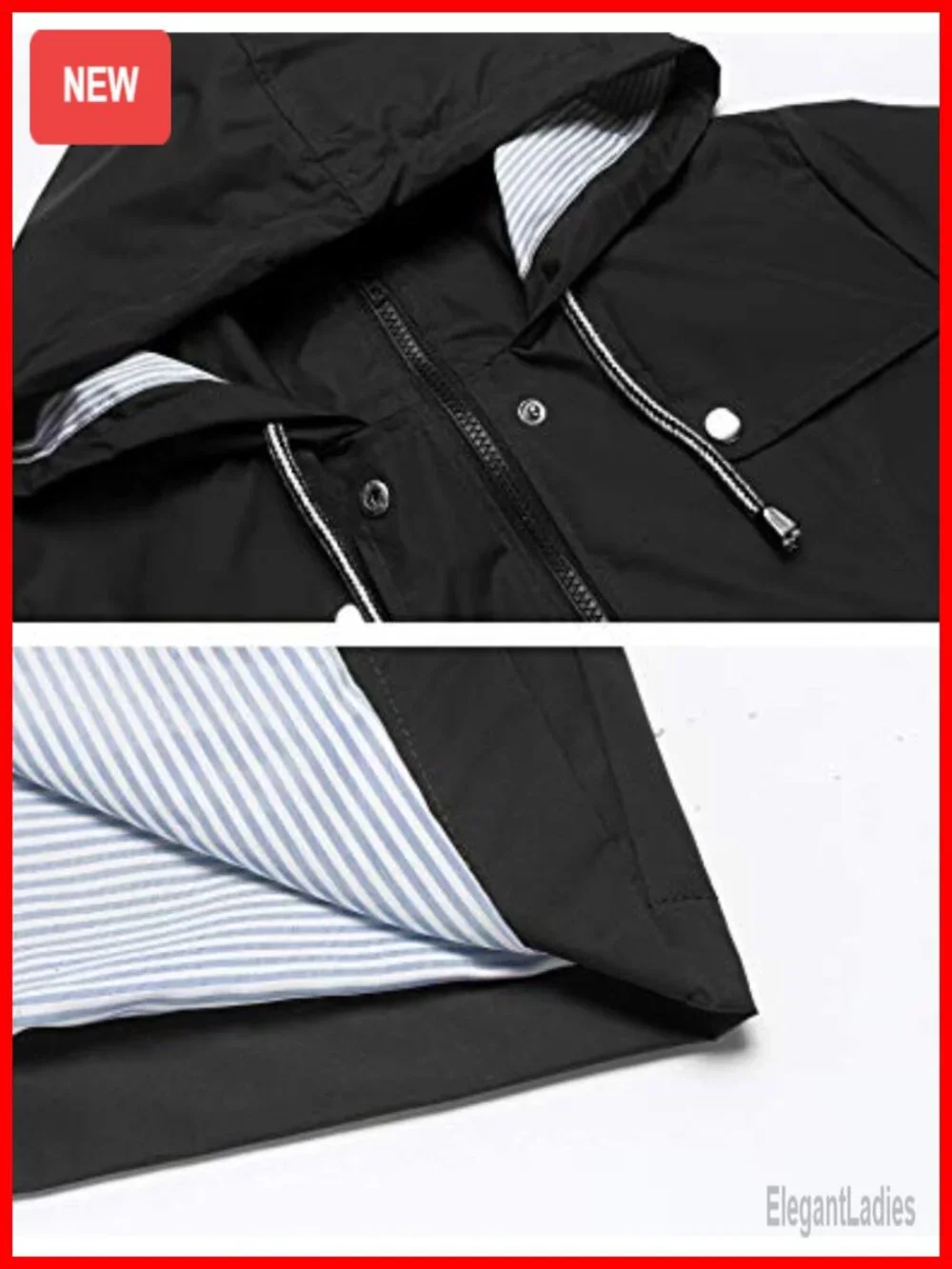 Waterproof Long Hooded Trench Coat Lined Windbreaker Travel Jacket